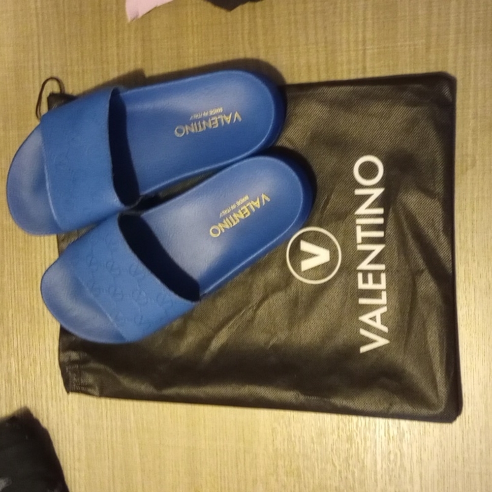 Valentino Slides - Men's, Size 10, Blue